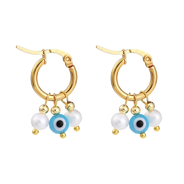 PandaHall 304 Stainless Steel Hoop Earrings, with Handmade Evil Eye Lampwork Round Bead, Freshwater Pearl Beads & Brass Beads, Golden..., Green
PandaHall 304 Stainless Steel Hoop Earrings, with Handmade Evil Eye Lampwork Round Bead, Freshwater Pearl Beads & Brass Beads, Golden..., Green