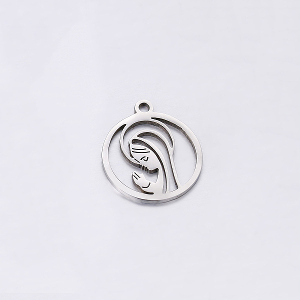 PandaHall 304 Stainless Steel Pendants, Ring with Virgin Mary Charm, Stainless Steel Color, 17x15mm 304 Stainless Steel Ring
PandaHall 304 Stainless Steel Pendants, Ring with Virgin Mary Charm, Stainless Steel Color, 17x15mm 304 Stainless Steel Ring