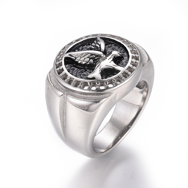PandaHall 304 Stainless Steel Finger Rings, Signet Rings for Men, Bird in the Hollowed-out Circle, Antique Silver, Size 7~12, 17~22mm 304...
PandaHall 304 Stainless Steel Finger Rings, Signet Rings for Men, Bird in the Hollowed-out Circle, Antique Silver, Size 7~12, 17~22mm 304...