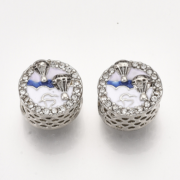 PandaHall Alloy European Beads, Large Hole Beads, with Rhinestones and Enamel, Flat Round with Fire Balloon & Message, Message, Platinum..., White
PandaHall Alloy European Beads, Large Hole Beads, with Rhinestones and Enamel, Flat Round with Fire Balloon & Message, Message, Platinum..., White