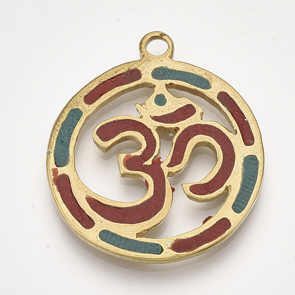 PandaHall Handmade Indonesia Pendants, with Brass Findings, Flat Round with Om Symbol, Golden, Red, 31x26.5x2mm, Hole: 2.5mm Polymer Clay...
PandaHall Handmade Indonesia Pendants, with Brass Findings, Flat Round with Om Symbol, Golden, Red, 31x26.5x2mm, Hole: 2.5mm Polymer Clay...