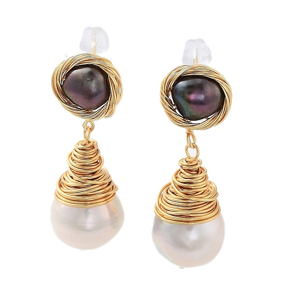 PandaHall Natural Pearl Dangle Stud Earrings, with Brass Findings and 925 Sterling Silver Pins, Teardrop, Real 14K Gold Plated, 34x12mm...
PandaHall Natural Pearl Dangle Stud Earrings, with Brass Findings and 925 Sterling Silver Pins, Teardrop, Real 14K Gold Plated, 34x12mm...