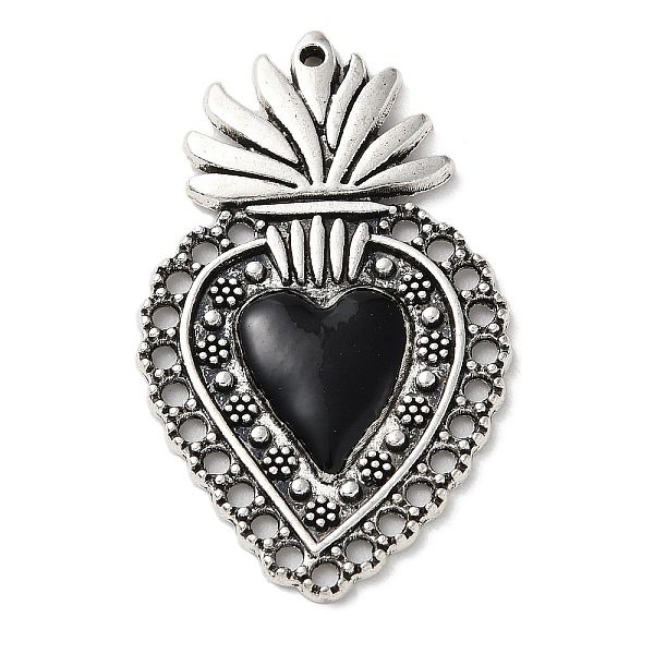 PandaHall Alloy Enamel Pendants, Antique Silver, Sacred Heart, 39.5x23.5x4mm, Hole: 1mm and 1.5mm Alloy+Enamel Heart Black
PandaHall Alloy Enamel Pendants, Antique Silver, Sacred Heart, 39.5x23.5x4mm, Hole: 1mm and 1.5mm Alloy+Enamel Heart Black