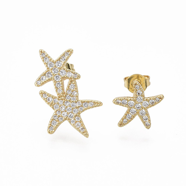 PandaHall Brass Micro Pave Clear Cubic Zirconia Stud Earrings, Asymmetrical Earrings, with Ear Nuts, Nickel Free, Sea Star/Starfish, Real...
PandaHall Brass Micro Pave Clear Cubic Zirconia Stud Earrings, Asymmetrical Earrings, with Ear Nuts, Nickel Free, Sea Star/Starfish, Real...