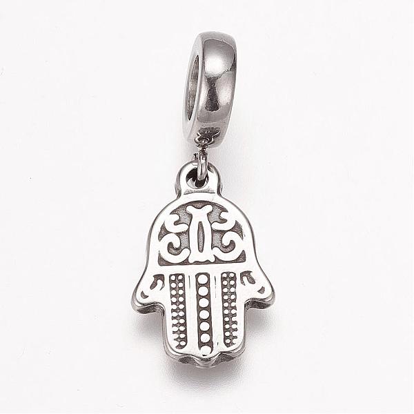 PandaHall 304 Stainless Steel European Dangle Charms, Large Hole Pendants, Hamsa Hand/Hand of Fatima/Hand of Miriam, Stainless Steel Color...
PandaHall 304 Stainless Steel European Dangle Charms, Large Hole Pendants, Hamsa Hand/Hand of Fatima/Hand of Miriam, Stainless Steel Color...