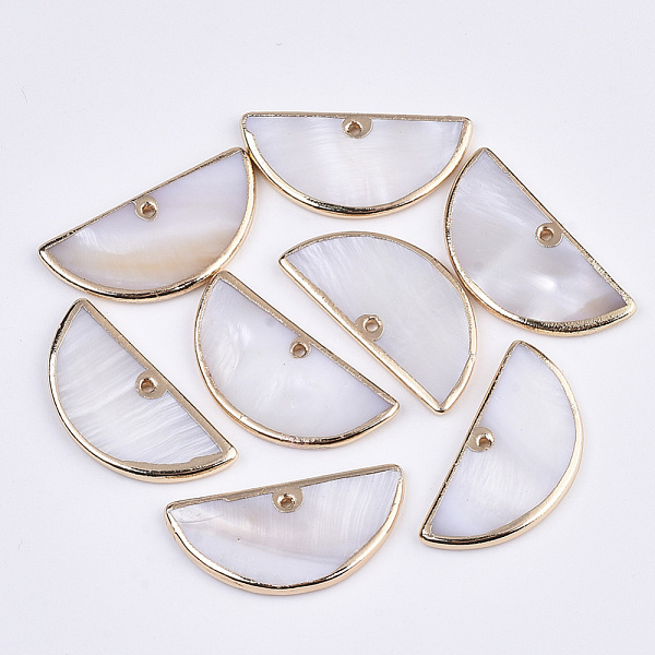 PandaHall Natural Freshwater Shell Pendants, with Edge Brass Golden Plated, Semi Circle/Half Round, Seashell Color, 15x30x2.5mm, Hole: 1.2mm...
PandaHall Natural Freshwater Shell Pendants, with Edge Brass Golden Plated, Semi Circle/Half Round, Seashell Color, 15x30x2.5mm, Hole: 1.2mm...
