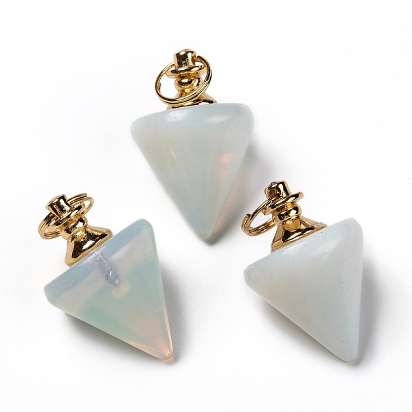 PandaHall Opalite Pendants, with Golden Plated Brasss Findings, Cone Pendulum, 31x20x20mm, Jump Ring: 10x1.5mm, Inner Diameter: 9mm Opalite...
PandaHall Opalite Pendants, with Golden Plated Brasss Findings, Cone Pendulum, 31x20x20mm, Jump Ring: 10x1.5mm, Inner Diameter: 9mm Opalite...