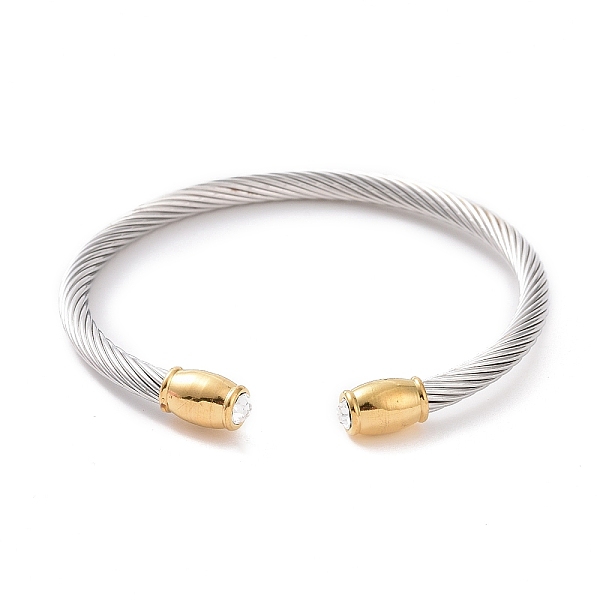 PandaHall Trendy Women's 304 Stainless Steel Torque Bangles, Cuff Bangles, with Rhinestone Metal Head Findings, 53mm, Golden and Stainless..., Clear
PandaHall Trendy Women's 304 Stainless Steel Torque Bangles, Cuff Bangles, with Rhinestone Metal Head Findings, 53mm, Golden and Stainless..., Clear