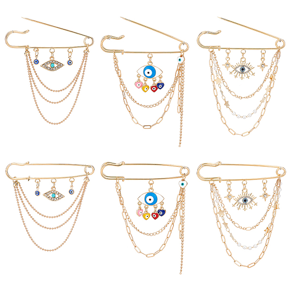 PandaHall 6 Pcs 3 Styles Evil Eye Brooch Pin, Multi-layer Hanging Bead Chain Lapel Pin Rhinestone Charm Brooch Evil Eye Tassel Pin Jewelry...
PandaHall 6 Pcs 3 Styles Evil Eye Brooch Pin, Multi-layer Hanging Bead Chain Lapel Pin Rhinestone Charm Brooch Evil Eye Tassel Pin Jewelry...