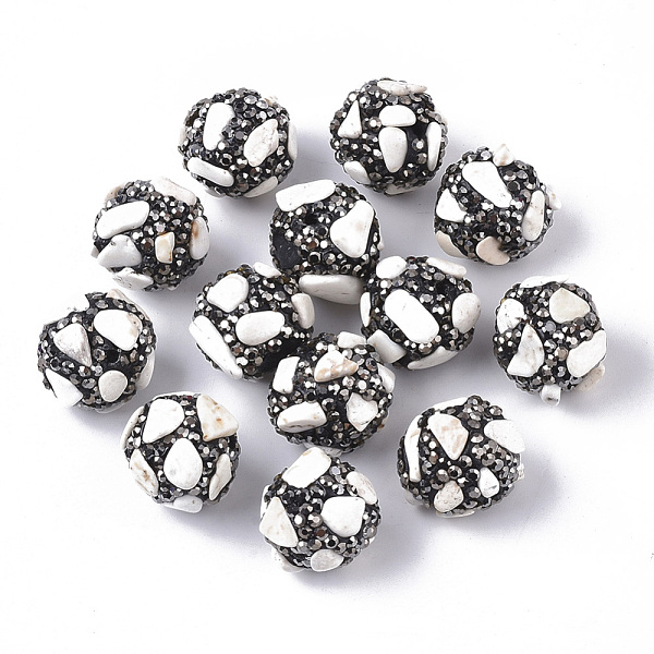 PandaHall Polymer Clay Rhinestone Beads, with Natural Howlite Chips, Round, 16~18mm, Hole: 1.6mm Howlite Round Black
PandaHall Polymer Clay Rhinestone Beads, with Natural Howlite Chips, Round, 16~18mm, Hole: 1.6mm Howlite Round Black