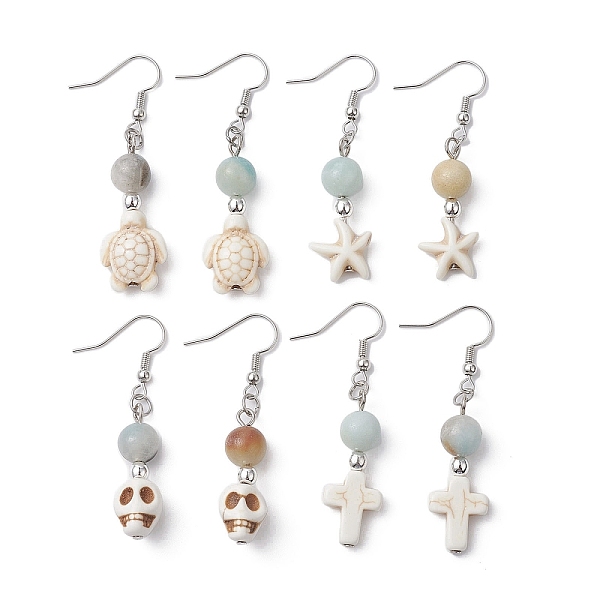 PandaHall Synthetic Turquoise & Natural Flower Amazonite Dangle Earrings with Brass Pins for Women, Mixed Shapes, 50.5~55x10~14mm Flower...
PandaHall Synthetic Turquoise & Natural Flower Amazonite Dangle Earrings with Brass Pins for Women, Mixed Shapes, 50.5~55x10~14mm Flower...
