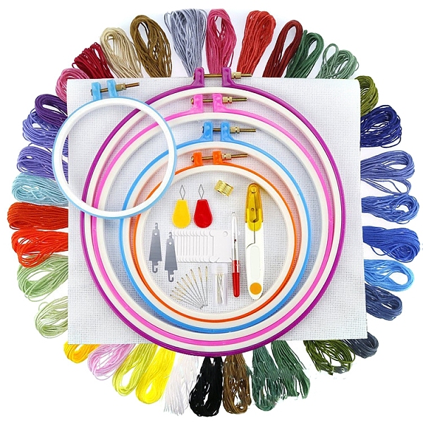 PandaHall DIY Cross Stitch Counted Kits, including Threads, Plastic Embroidery Hoop, Aida Cloth, Threader, Scissor, Blunt Needle, Seam..., Multicolor
PandaHall DIY Cross Stitch Counted Kits, including Threads, Plastic Embroidery Hoop, Aida Cloth, Threader, Scissor, Blunt Needle, Seam..., Multicolor