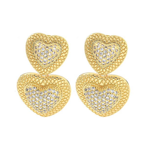 PandaHall Heart Brass Pave Clear Cubic Zirconia Dangle Earrings, Real 16K Gold Plated, 30x18mm Brass Heart Clear
PandaHall Heart Brass Pave Clear Cubic Zirconia Dangle Earrings, Real 16K Gold Plated, 30x18mm Brass Heart Clear