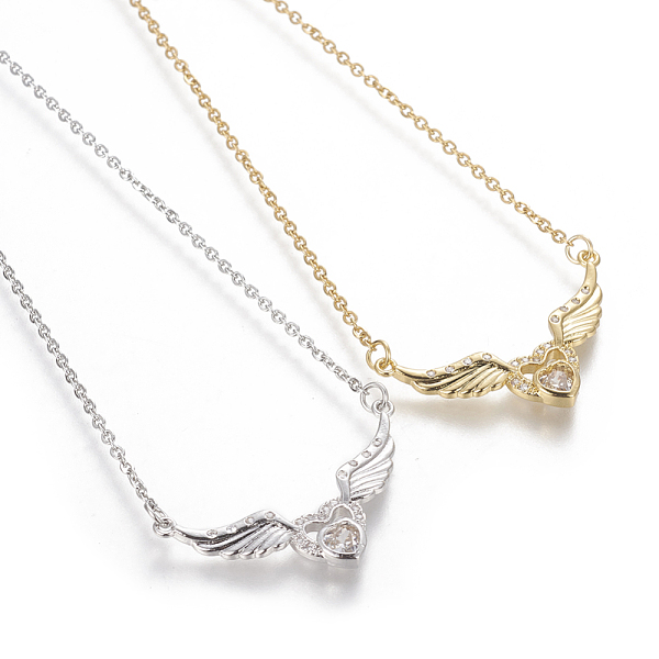 PandaHall Brass Micro Pave Cubic Zirconia Pendant Necklaces, with 304 Stainless Steel Cable Chains, Flying Heart, Mixed Color, 17.5 inch..., Clear
PandaHall Brass Micro Pave Cubic Zirconia Pendant Necklaces, with 304 Stainless Steel Cable Chains, Flying Heart, Mixed Color, 17.5 inch..., Clear