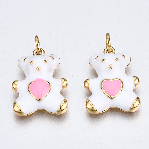 PandaHall Brass Enamel Pendants, with Jump Rings, Nickel Free, Real 16K Gold Plated, Bear with Heart, White, 18x13.5x3.5mm, Jump Ring...
PandaHall Brass Enamel Pendants, with Jump Rings, Nickel Free, Real 16K Gold Plated, Bear with Heart, White, 18x13.5x3.5mm, Jump Ring...