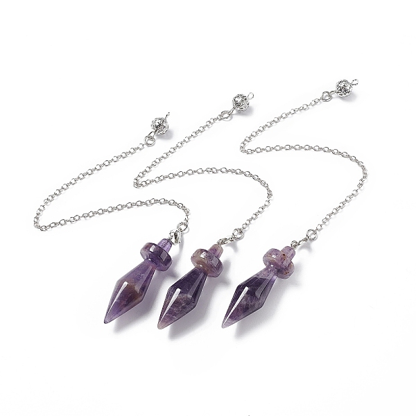 PandaHall Natural Amethyst Pointed Dowsing Pendulums, with Rack Plating Brass Findings, Cadmium Free & Lead Free, Bicone, 229x2.5mm, Hole...
PandaHall Natural Amethyst Pointed Dowsing Pendulums, with Rack Plating Brass Findings, Cadmium Free & Lead Free, Bicone, 229x2.5mm, Hole...