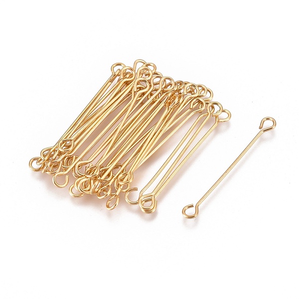 PandaHall Ion Plating(IP) 304 Stainless Steel Eye Pins, Double Sided Eye Pins, Golden, 26x3x0.5mm, Hole: 1.7mm 304 Stainless Steel
PandaHall Ion Plating(IP) 304 Stainless Steel Eye Pins, Double Sided Eye Pins, Golden, 26x3x0.5mm, Hole: 1.7mm 304 Stainless Steel