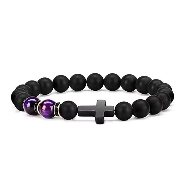 PandaHall Cross Natural Obsidian & Dyed Tiger Eye Stretch Bracelet, Purple Lava Rock Cross Purple
PandaHall Cross Natural Obsidian & Dyed Tiger Eye Stretch Bracelet, Purple Lava Rock Cross Purple