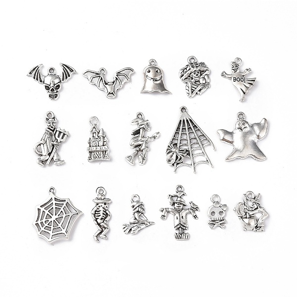 PandaHall Tibetan Style Alloy Pendants, Halloween Theme Mixed Shapes Charms, Antique Silver, 16~32x9~23x1.5~4mm, Hole: 1.2~2mm, 15pcs/set...
PandaHall Tibetan Style Alloy Pendants, Halloween Theme Mixed Shapes Charms, Antique Silver, 16~32x9~23x1.5~4mm, Hole: 1.2~2mm, 15pcs/set...