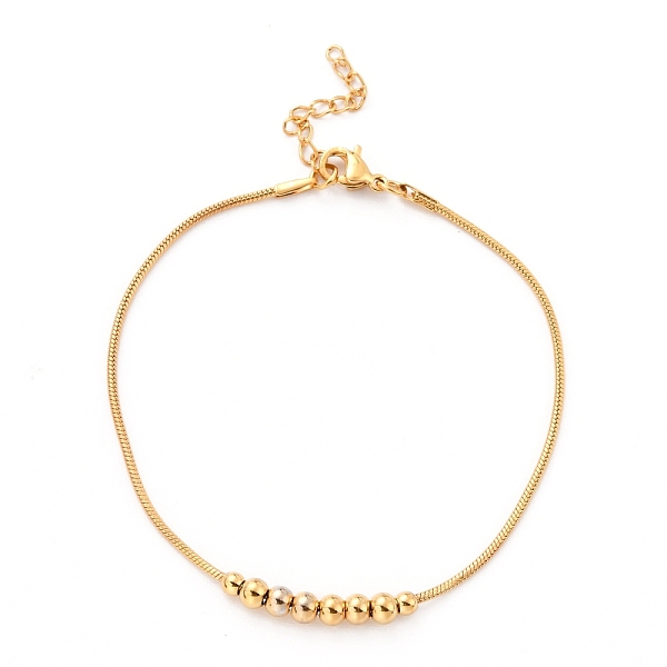 PandaHall 304 Stainless Steel Round Snake Chain Bracelets, with Round Beads, Golden, 7-1/8 inch(18cm), Bead: 4x3mm 304 Stainless Steel
PandaHall 304 Stainless Steel Round Snake Chain Bracelets, with Round Beads, Golden, 7-1/8 inch(18cm), Bead: 4x3mm 304 Stainless Steel