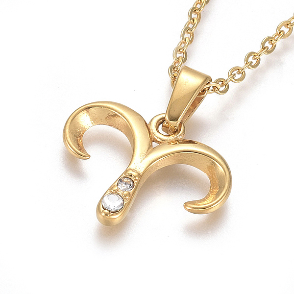 PandaHall 304 Stainless Steel Rhinestone Pendant Necklaces, with Cable Chains and Lobster Claw Clasps, Sheep Horn, Golden, 17.6 inch(44.8cm)..., Clear
PandaHall 304 Stainless Steel Rhinestone Pendant Necklaces, with Cable Chains and Lobster Claw Clasps, Sheep Horn, Golden, 17.6 inch(44.8cm)..., Clear