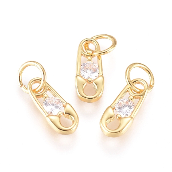 PandaHall Brass Charms, with Cubic Zirconia and Jump Rings, Safety Pin, Clear, Golden, 10x4.5x2mm, Hole: 3.5mm Brass+Cubic Zirconia Others...
PandaHall Brass Charms, with Cubic Zirconia and Jump Rings, Safety Pin, Clear, Golden, 10x4.5x2mm, Hole: 3.5mm Brass+Cubic Zirconia Others...