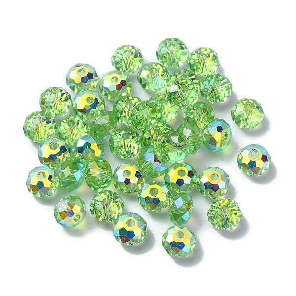 PandaHall AB Color Plated Glass Beads, Faceted Rondelle, Light Green, 6x4mm, Hole: 1.4mm Glass Rondelle
PandaHall AB Color Plated Glass Beads, Faceted Rondelle, Light Green, 6x4mm, Hole: 1.4mm Glass Rondelle