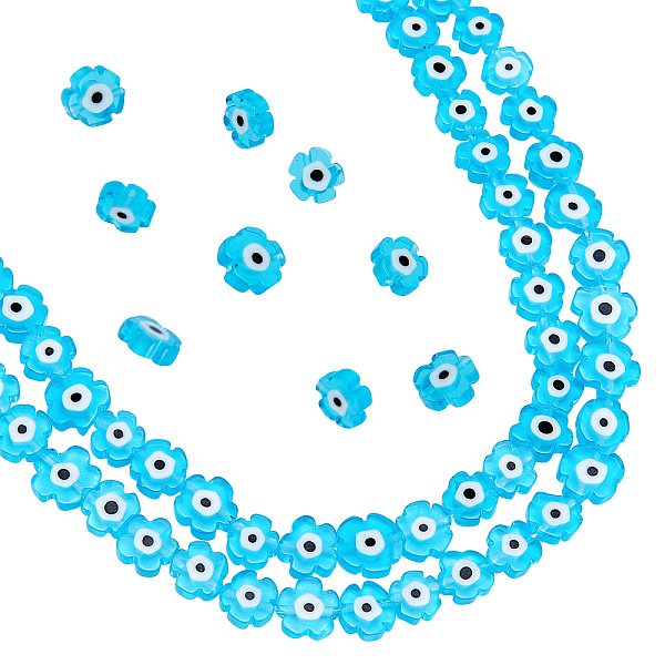 PandaHall 2 Strands Handmade Lampwork Beads Strands, Flower with Evil Eye, Deep Sky Blue, 7~9x7~9x3mm, Hole: 0.8mm, about 50~52pcs/strand...
PandaHall 2 Strands Handmade Lampwork Beads Strands, Flower with Evil Eye, Deep Sky Blue, 7~9x7~9x3mm, Hole: 0.8mm, about 50~52pcs/strand...