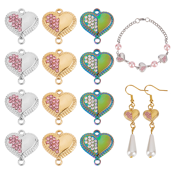 PandaHall CHGCRAFT 12Pcs 3 Colros 304 Stainless Steel Rhinestone Connector Charms, Heart, Mixed Color, 14x13x3mm, 4pcs/color Stainless..., Multicolor
PandaHall CHGCRAFT 12Pcs 3 Colros 304 Stainless Steel Rhinestone Connector Charms, Heart, Mixed Color, 14x13x3mm, 4pcs/color Stainless..., Multicolor