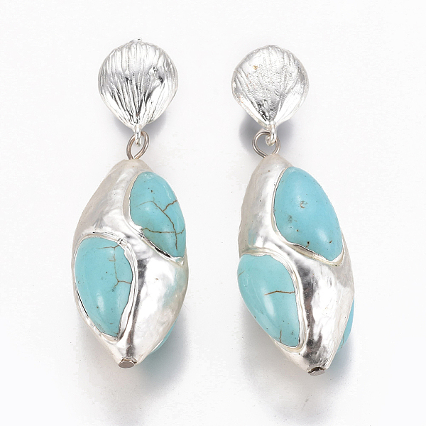 PandaHall Synthetic Turquoise Dangle Stud Earrings, with Brass Findings, Silver Color Plated, 52mm, Pin: 0.7mm Synthetic Turquoise
PandaHall Synthetic Turquoise Dangle Stud Earrings, with Brass Findings, Silver Color Plated, 52mm, Pin: 0.7mm Synthetic Turquoise