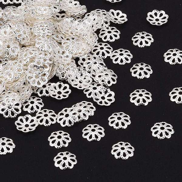 PandaHall Brass Bead Caps, Silver Color Plated, about 6mm in diameter, 1.5mm thick, hole: 0.8mm Brass
PandaHall Brass Bead Caps, Silver Color Plated, about 6mm in diameter, 1.5mm thick, hole: 0.8mm Brass