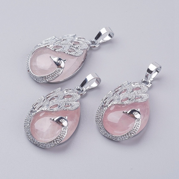 PandaHall Natural Rose Quartz Pendants, with Brass Finding, Teardrop with Peacock, Platinum, 33x20x10.5mm, Hole: 5x6.5mm Rose Quartz...
PandaHall Natural Rose Quartz Pendants, with Brass Finding, Teardrop with Peacock, Platinum, 33x20x10.5mm, Hole: 5x6.5mm Rose Quartz...