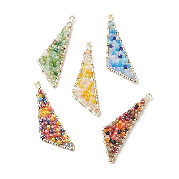 PandaHall Electroplate Glass Beads Pendants, with Light Gold Alloy Findings, Triangle Charms, Mixed Color, 57x18x3.5mm, Hole: 1.2mm Glass..., Multicolor
PandaHall Electroplate Glass Beads Pendants, with Light Gold Alloy Findings, Triangle Charms, Mixed Color, 57x18x3.5mm, Hole: 1.2mm Glass..., Multicolor