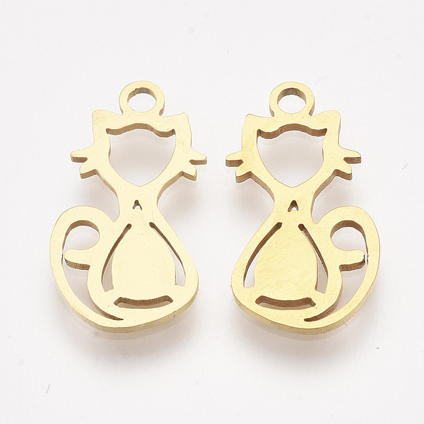 PandaHall 201 Stainless Steel Kitten Pendants, Laser Cut Pendants, Cat Silhouette Shape, Golden, 18x9.5x1mm, Hole: 1.8mm 201 Stainless Steel...
PandaHall 201 Stainless Steel Kitten Pendants, Laser Cut Pendants, Cat Silhouette Shape, Golden, 18x9.5x1mm, Hole: 1.8mm 201 Stainless Steel...