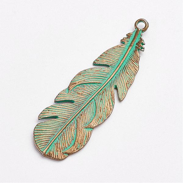 PandaHall Tibetan Style Alloy Pendants, Feather, Antique Bronze & Green Patina, 57x18x1.5mm, Hole: 2.5mm Alloy Feather
PandaHall Tibetan Style Alloy Pendants, Feather, Antique Bronze & Green Patina, 57x18x1.5mm, Hole: 2.5mm Alloy Feather