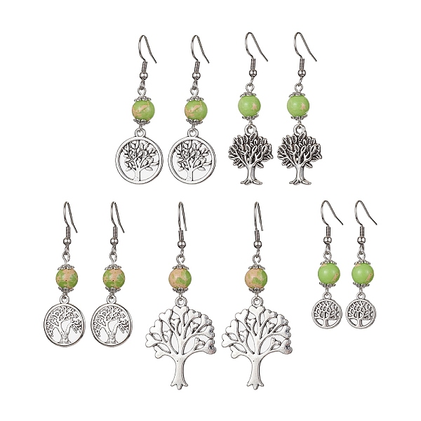 PandaHall Alloy Tree of Life & Synthetic Imperial Jasper Beads Dangle Earrings, with 304 Stainless Steel Earring Pins, Antique Silver...
PandaHall Alloy Tree of Life & Synthetic Imperial Jasper Beads Dangle Earrings, with 304 Stainless Steel Earring Pins, Antique Silver...