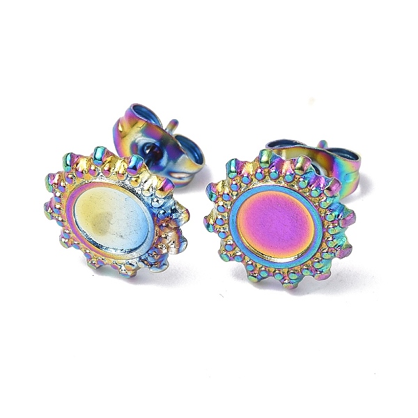 PandaHall Ion Plating(IP) 304 Stainless Steel Stud Earring Findings, Sun with Round Tray Settings, with Ear Nuts, Rainbow Color, Tray: 5mm...
PandaHall Ion Plating(IP) 304 Stainless Steel Stud Earring Findings, Sun with Round Tray Settings, with Ear Nuts, Rainbow Color, Tray: 5mm...