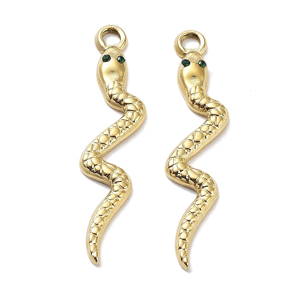 PandaHall Ion Plating(IP) 304 Stainless Steel Pendants, with Emerald Rhinestone, Snake Charm, Real 18K Gold Plated, 39x8.5x2.5mm, Hole: 3mm..., Green
PandaHall Ion Plating(IP) 304 Stainless Steel Pendants, with Emerald Rhinestone, Snake Charm, Real 18K Gold Plated, 39x8.5x2.5mm, Hole: 3mm..., Green