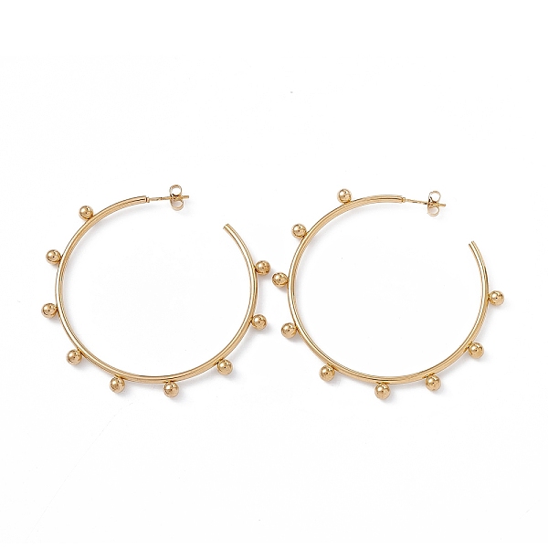 PandaHall 201 Stainless Steel Beaded Ring Stud Earrings with 304 Stainless Steel Pins, Half Hoop Earrings for Women, Golden, 55x58x2.2mm...
PandaHall 201 Stainless Steel Beaded Ring Stud Earrings with 304 Stainless Steel Pins, Half Hoop Earrings for Women, Golden, 55x58x2.2mm...
