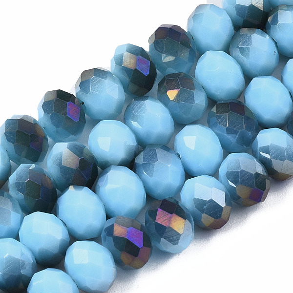 PandaHall Electroplate Opaque Glass Beads Strands, Half Purple Plated, Faceted, Rondelle, Light Sky Blue, 8x6mm, Hole: 1mm, about...
PandaHall Electroplate Opaque Glass Beads Strands, Half Purple Plated, Faceted, Rondelle, Light Sky Blue, 8x6mm, Hole: 1mm, about...