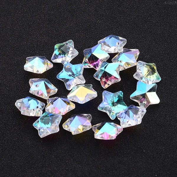 PandaHall Glass Pendants, Faceted Christmas Star, Clear AB, AB Color Plated, 13x7mm, hole: 1mm Glass Star White
PandaHall Glass Pendants, Faceted Christmas Star, Clear AB, AB Color Plated, 13x7mm, hole: 1mm Glass Star White
