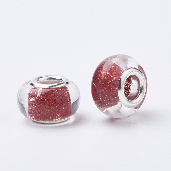 PandaHall Resin European Beads, Large Hole Beads, with Glitter Powder & Platinum Tone Brass Double Cores, Rondelle, Red, 14x9mm, Hole: 5mm...
PandaHall Resin European Beads, Large Hole Beads, with Glitter Powder & Platinum Tone Brass Double Cores, Rondelle, Red, 14x9mm, Hole: 5mm...