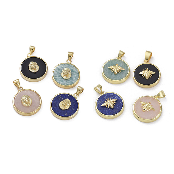PandaHall Natural Mixed Stone Pendants, with Golden Plated Brass Findings, Flat Round, 21.5x18x5mm, Hole: 4x3.5mm Mixed Stone Flat Round
PandaHall Natural Mixed Stone Pendants, with Golden Plated Brass Findings, Flat Round, 21.5x18x5mm, Hole: 4x3.5mm Mixed Stone Flat Round