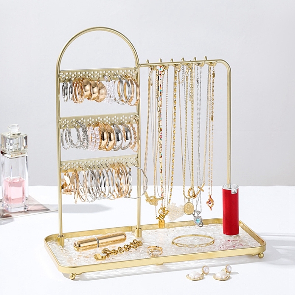 PandaHall Multifunctional Iron Jewelry Display Rack, with Jewelry Tray, For Hanging Necklaces Earrings Braceletss, Golden, 30x13.7x32.5cm...
PandaHall Multifunctional Iron Jewelry Display Rack, with Jewelry Tray, For Hanging Necklaces Earrings Braceletss, Golden, 30x13.7x32.5cm...