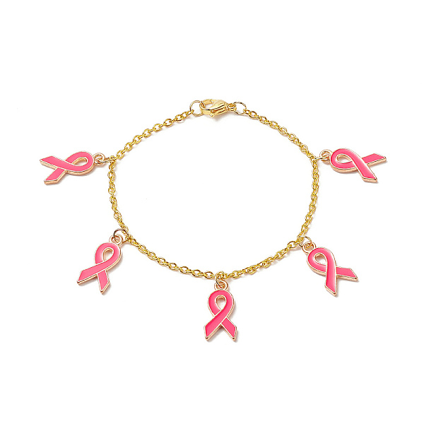 PandaHall Pink Breast Cancer Awareness Ribbon Alloy Enamel Charm Bracelet, Iron Jewelry for Women, Golden, 7-7/8 inch(19.9cm) Alloy
PandaHall Pink Breast Cancer Awareness Ribbon Alloy Enamel Charm Bracelet, Iron Jewelry for Women, Golden, 7-7/8 inch(19.9cm) Alloy