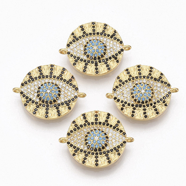 PandaHall Brass Micro Pave Cubic Zirconia Links connectors, Flat Round with Evil Eye, Colorful, Golden, 18x22.5x3.5mm, Hole: 1.2mm...
PandaHall Brass Micro Pave Cubic Zirconia Links connectors, Flat Round with Evil Eye, Colorful, Golden, 18x22.5x3.5mm, Hole: 1.2mm...