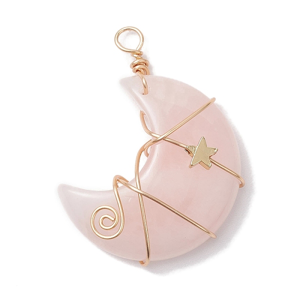PandaHall Natural Rose Quartz Copper Wire Wrapped Pendants, Moon with Star Charms, Golden, 44.5x35x11.5mm, Hole: 4mm Rose Quartz Moon
PandaHall Natural Rose Quartz Copper Wire Wrapped Pendants, Moon with Star Charms, Golden, 44.5x35x11.5mm, Hole: 4mm Rose Quartz Moon