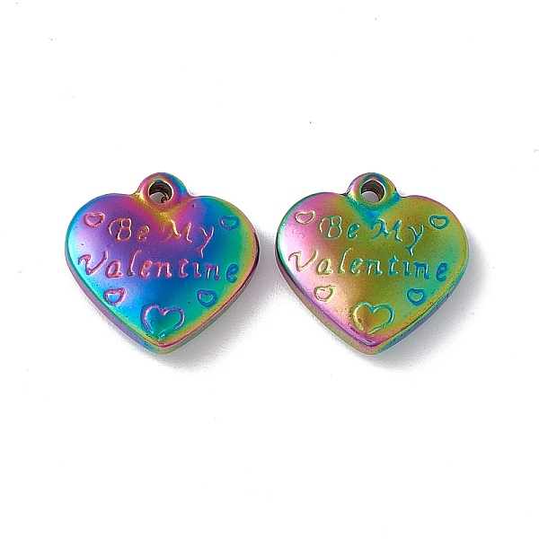 PandaHall Valentine's Day Ion Plating(IP) 304 Stainless Steel Pendants, Heart with Word Be My Valentine, Rainbow Color, 17x17x4.5mm, Hole...
PandaHall Valentine's Day Ion Plating(IP) 304 Stainless Steel Pendants, Heart with Word Be My Valentine, Rainbow Color, 17x17x4.5mm, Hole...