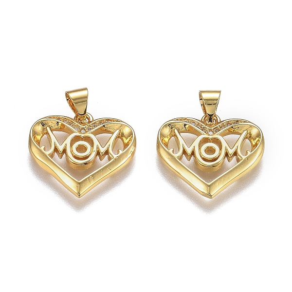 PandaHall Brass Micro Pave Clear Cubic Zirconia Pendants, with Snap on Bails, for Mother's Day, Long-Lasting Plated, Heart with Word Mom...
PandaHall Brass Micro Pave Clear Cubic Zirconia Pendants, with Snap on Bails, for Mother's Day, Long-Lasting Plated, Heart with Word Mom...