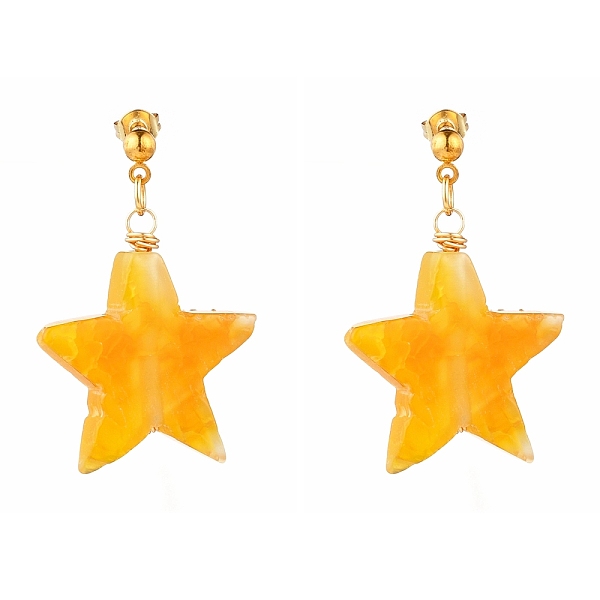 PandaHall Natural Agate Star Dangle Stud Earrings, with Iron Ball Stud Earring Findings and Brass Ear Nuts, Golden, Gold, 1-1/2 inch(38mm)...
PandaHall Natural Agate Star Dangle Stud Earrings, with Iron Ball Stud Earring Findings and Brass Ear Nuts, Golden, Gold, 1-1/2 inch(38mm)...